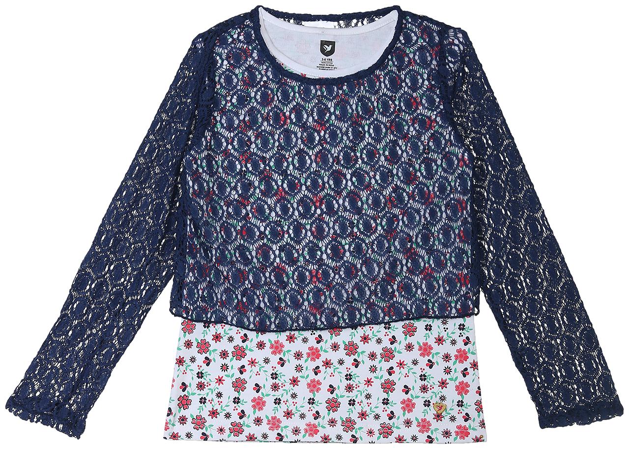 

612 League Girl Cotton Printed Top - White