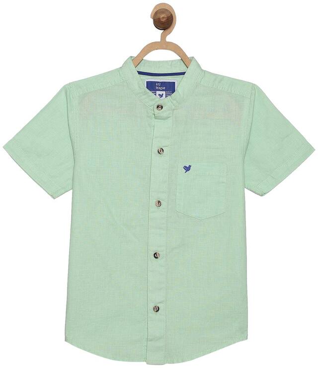 612 League Boy Cotton Solid Shirt Green