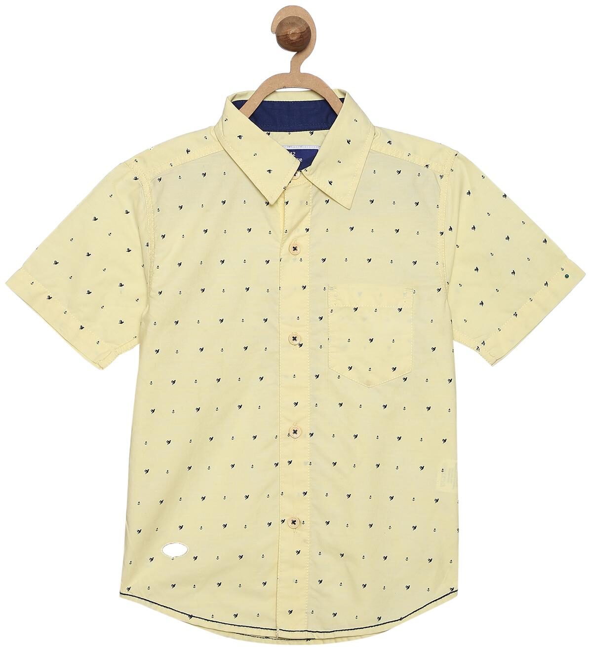 

612 League Boy Cotton Solid Shirt Yellow