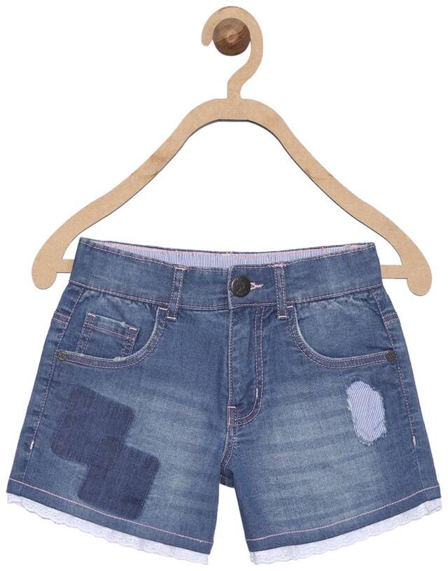 612 League Girl Cotton Solid Regular shorts - Black