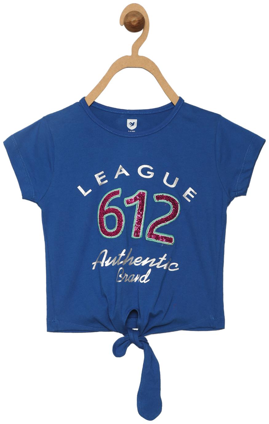 

612 League Girl Cotton Printed Top - Blue
