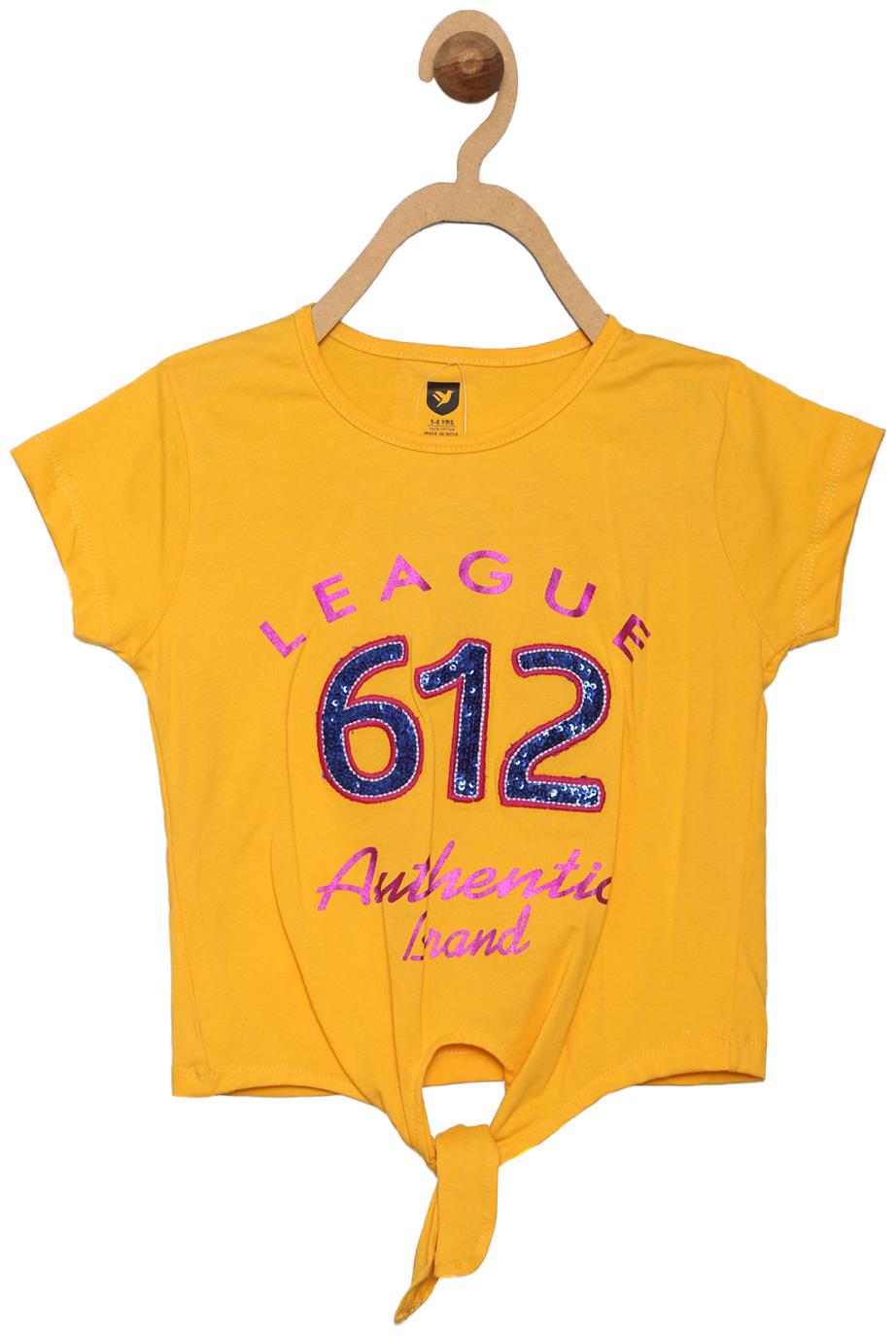 

612 League Girl Cotton Printed Top - Yellow