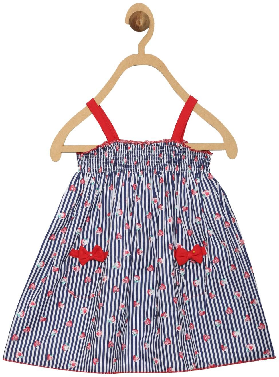 

612 League Baby girl Cotton Printed Princess frock - Blue