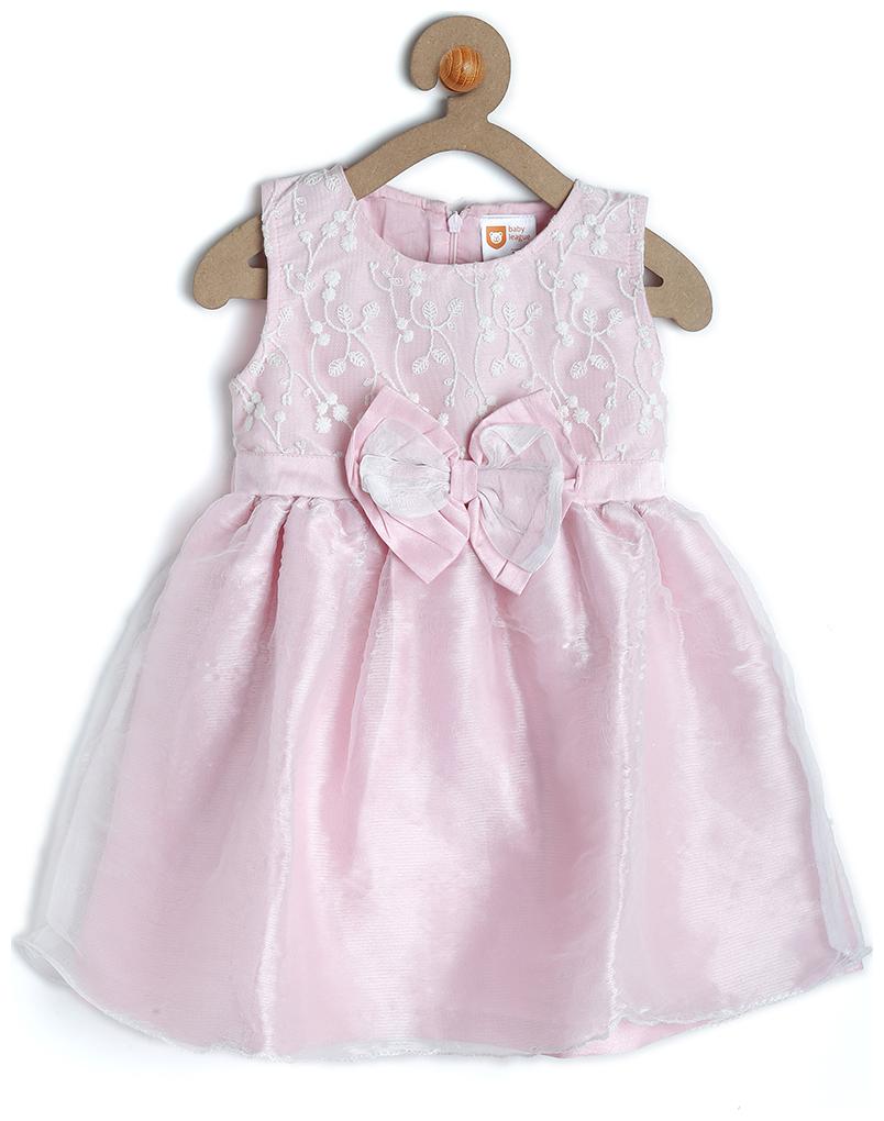 

612 League Baby girl Cotton Printed Princess frock - Pink