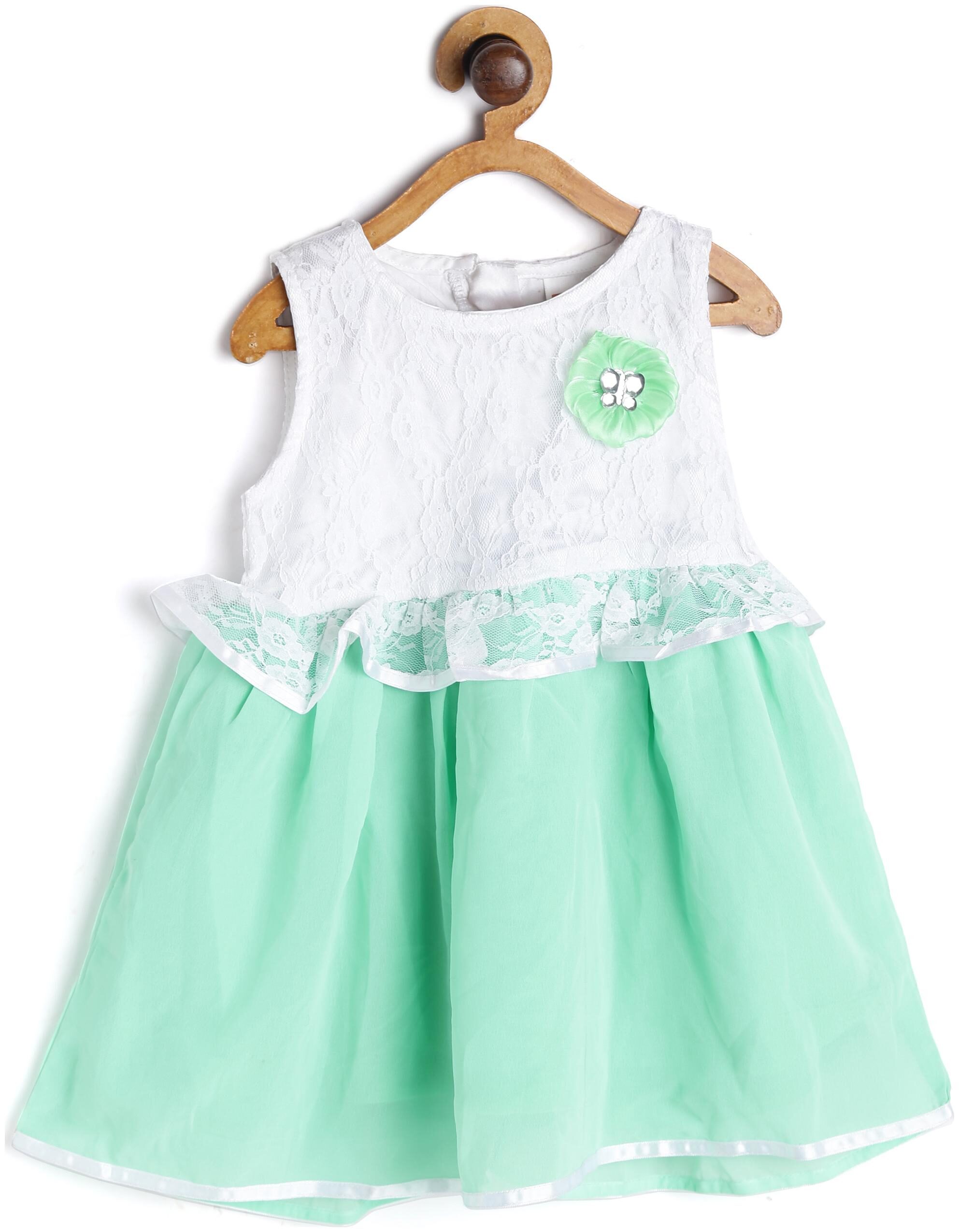 

612 League Baby girl Cotton Printed Princess frock - Green