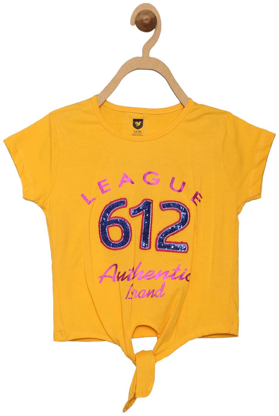 

612 League Girl Cotton Printed Top - Yellow