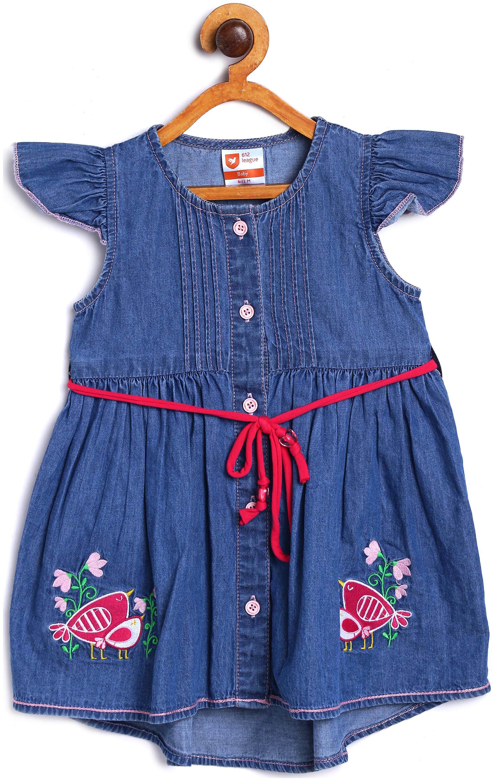 

612 League Baby girl Cotton Printed Princess frock - Blue