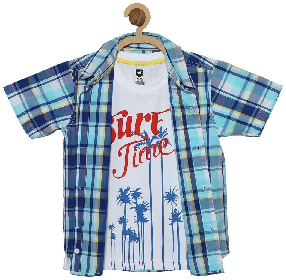 

612 League Boy Cotton Checked Shirt White