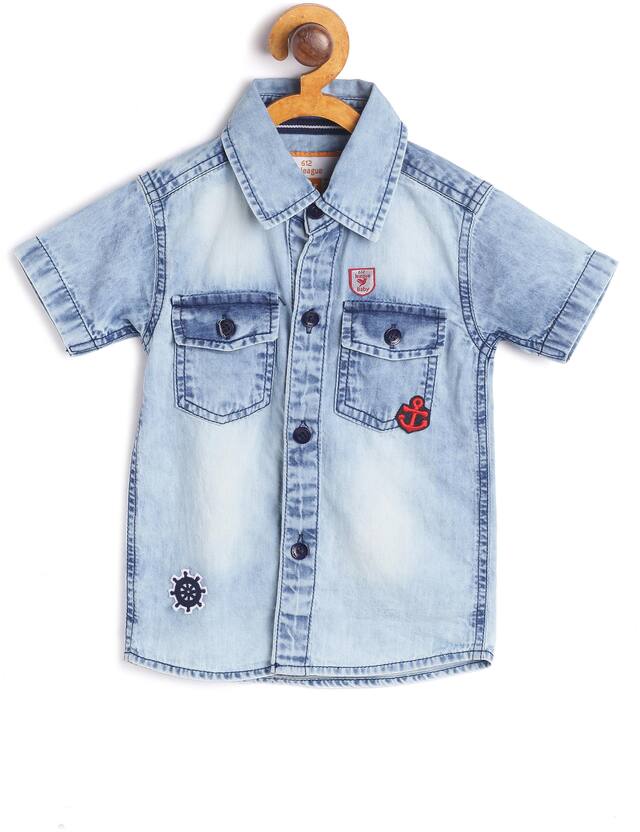 612 League Denim Printed Shirt for Baby Boy - Blue