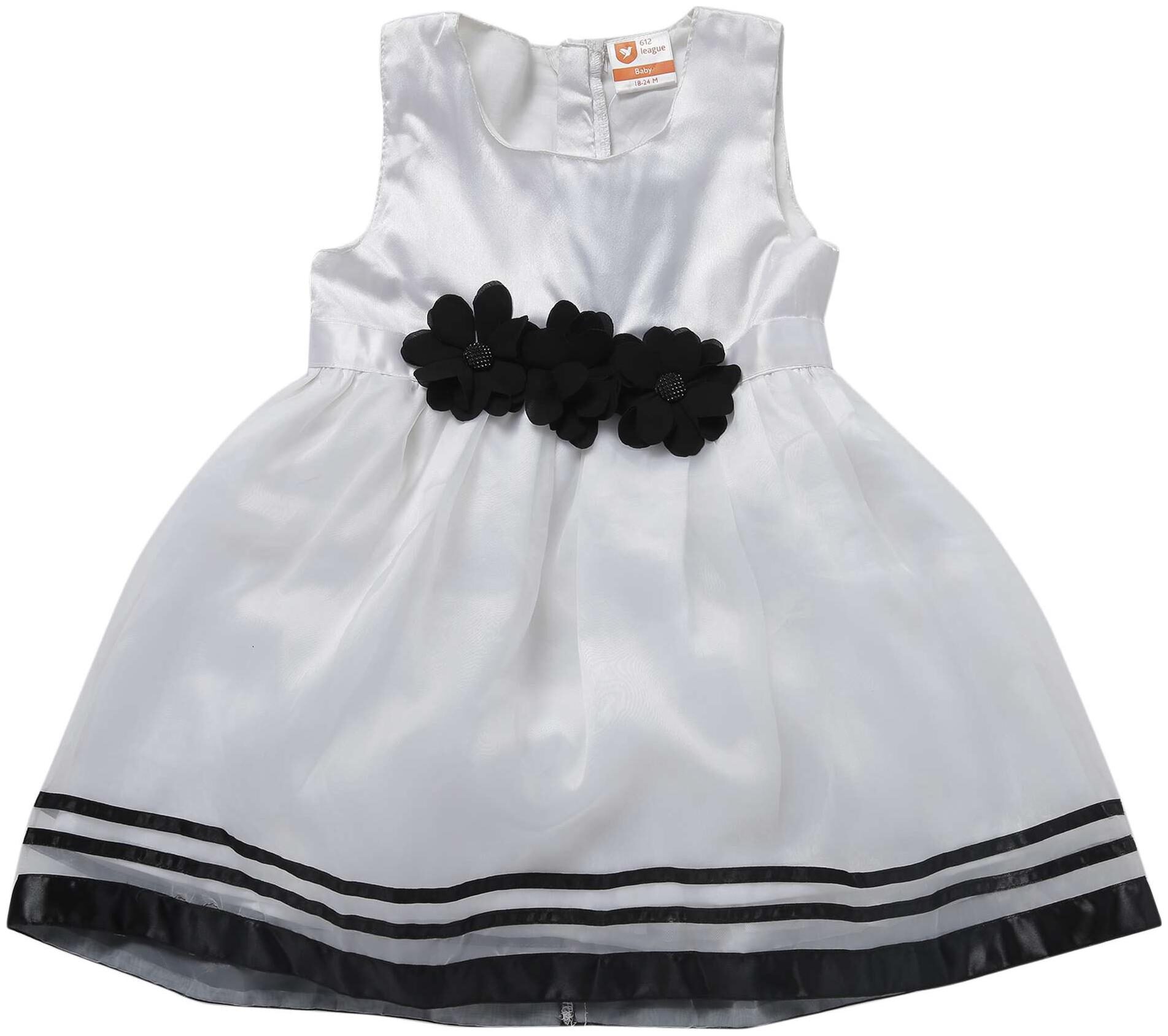 

612 League Baby girl Polyester Solid Princess frock - White