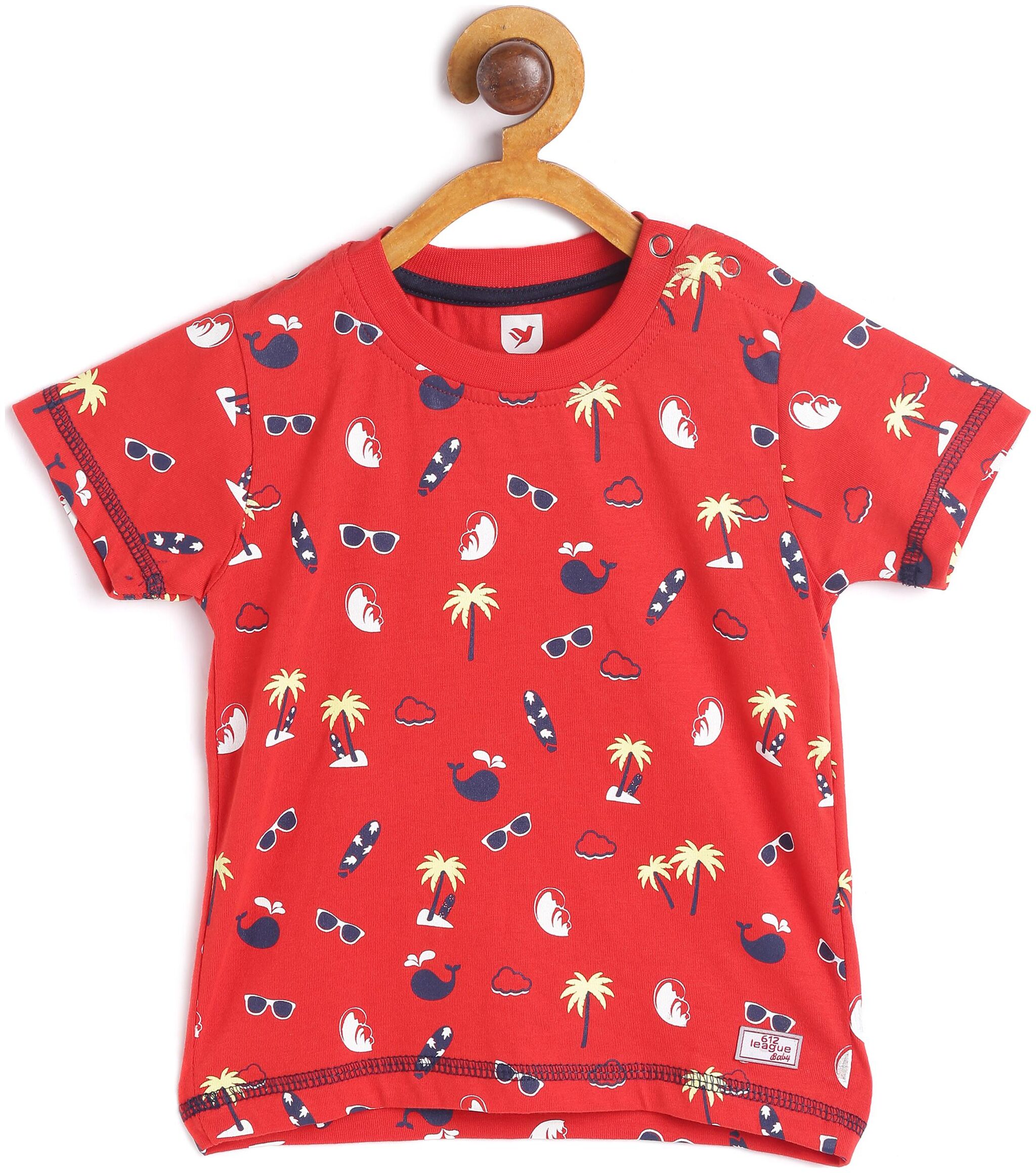 

612 League Cotton Printed T shirt for Baby Boy - Red
