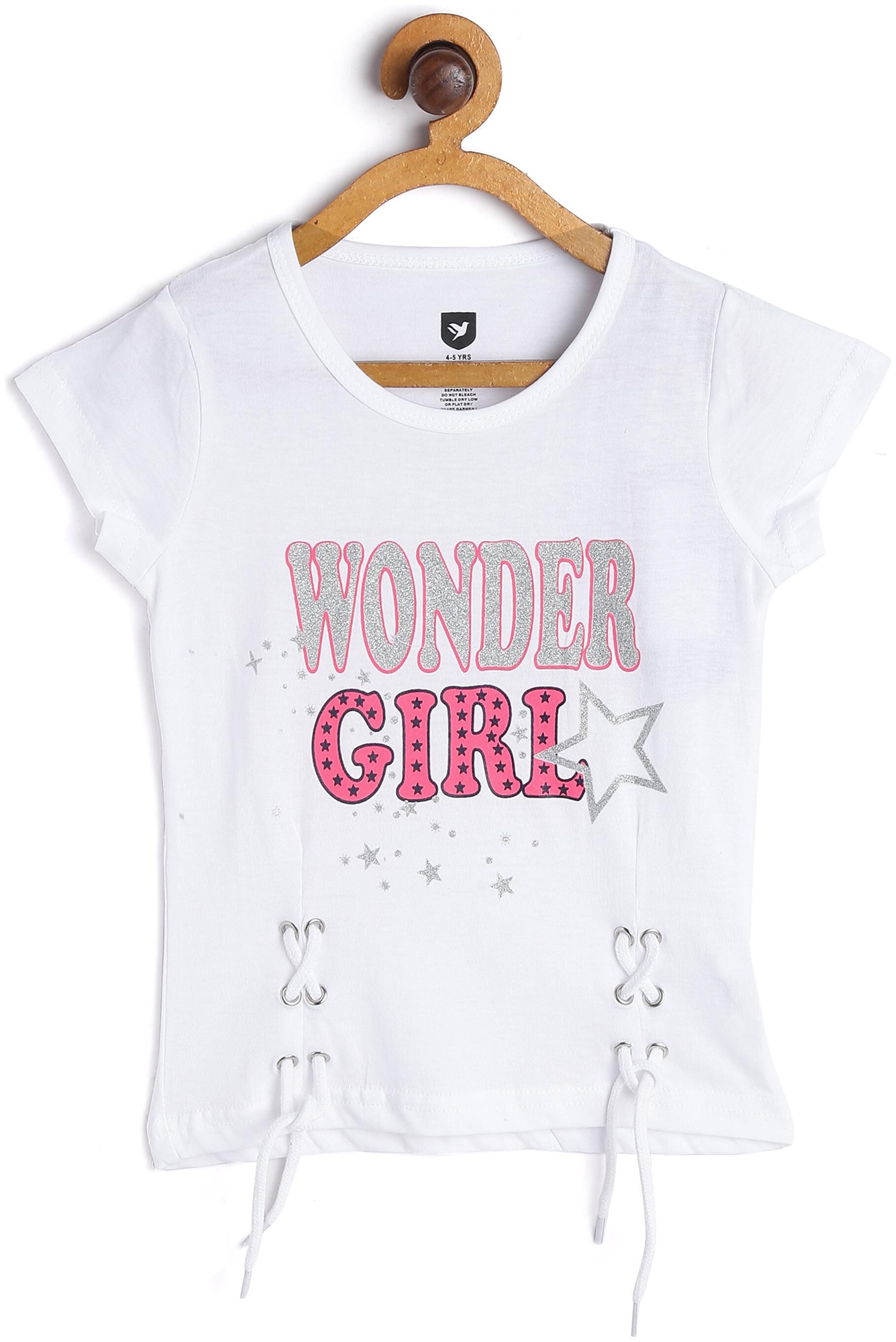 

612 League Girl Cotton Printed Top - White