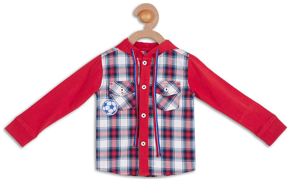 

612 League Cotton Checked T shirt for Baby Boy - Red