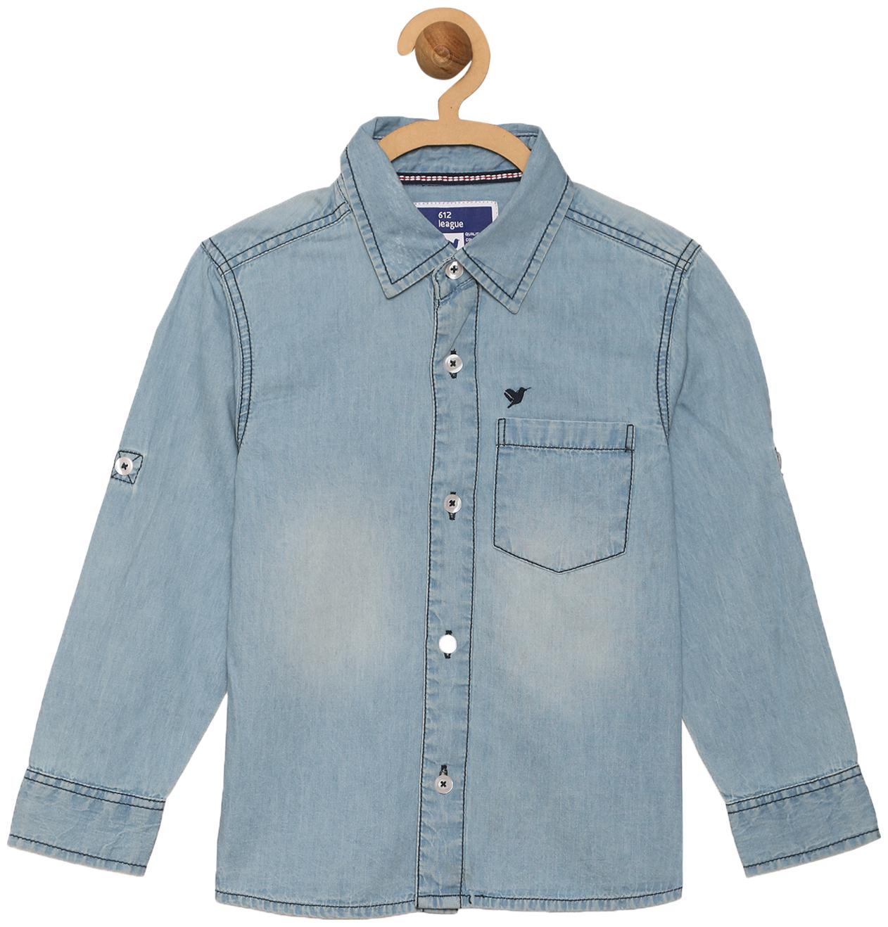 

612 League Boy Cotton Checked Shirt Blue