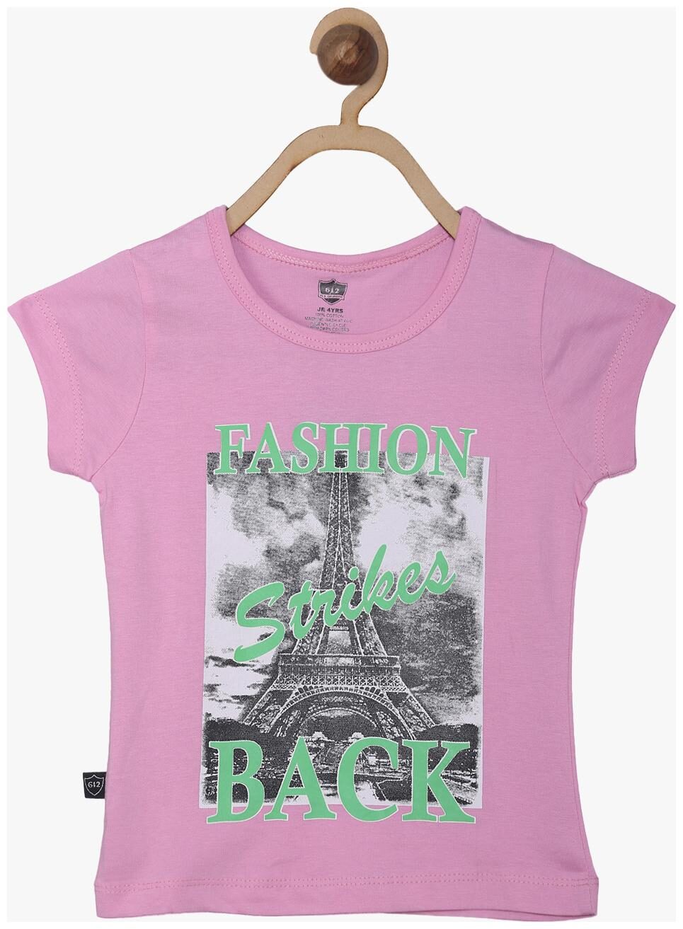 

612 League Girl Cotton Printed Top - Pink