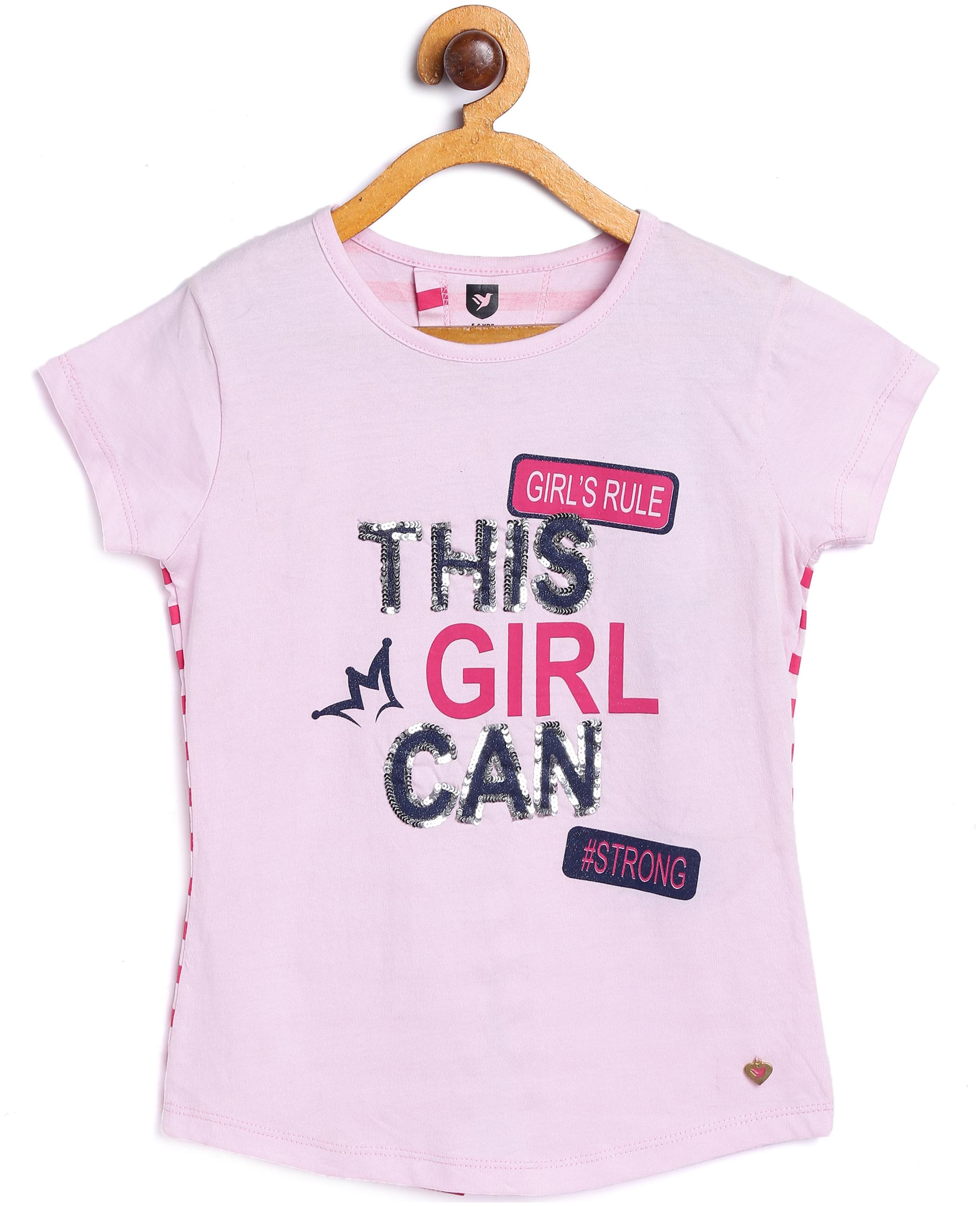 

612 League Girl Cotton Printed Top - Pink