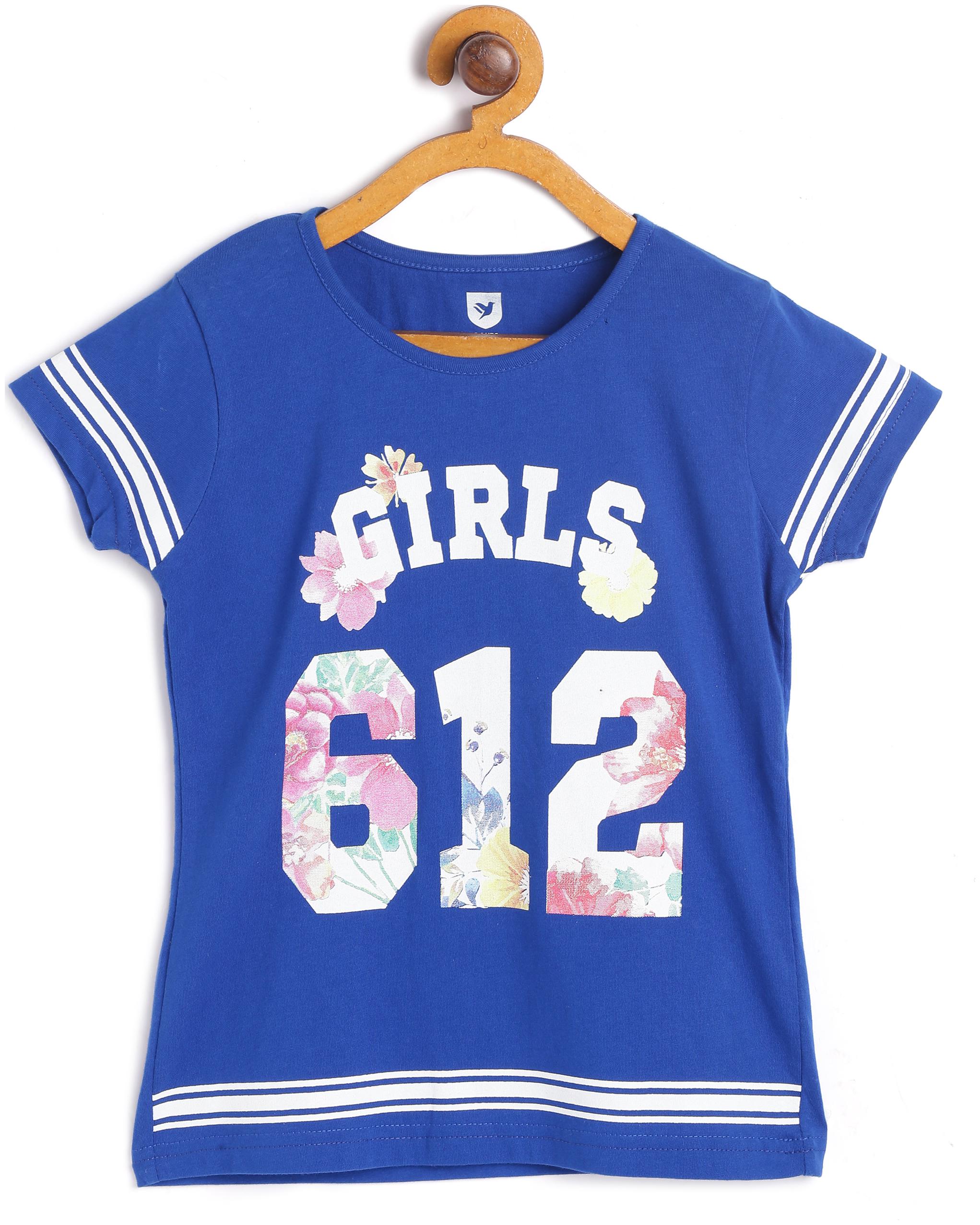 

612 League Girl Cotton Printed Top - Blue