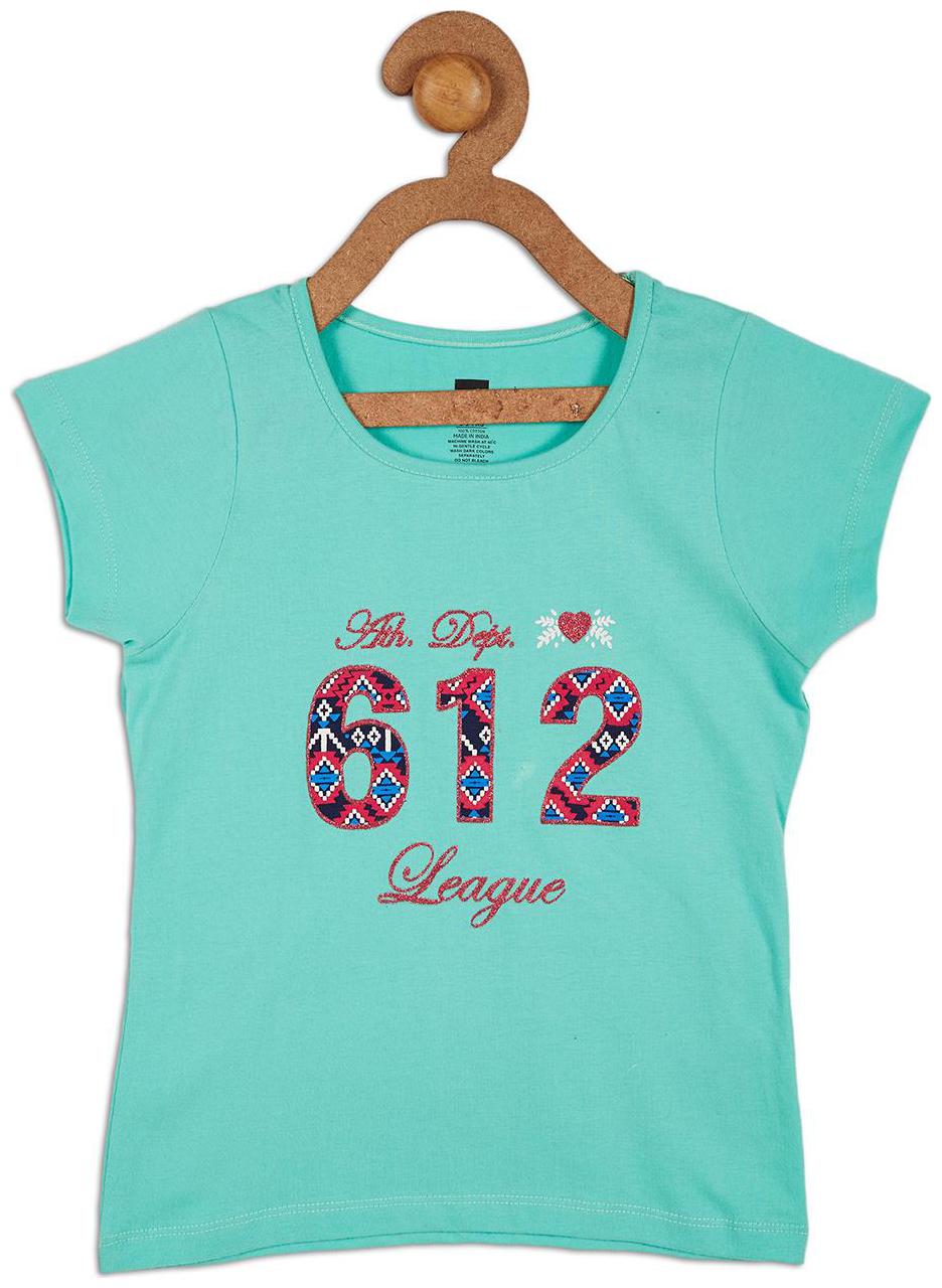 

612 League Girl Cotton Printed Top - Green