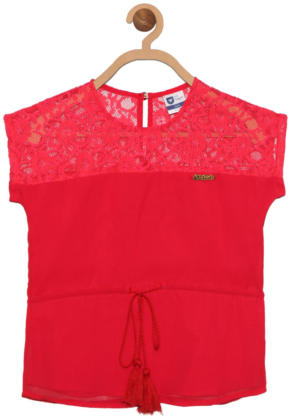 

612 League Girl Cotton Printed Top - Red