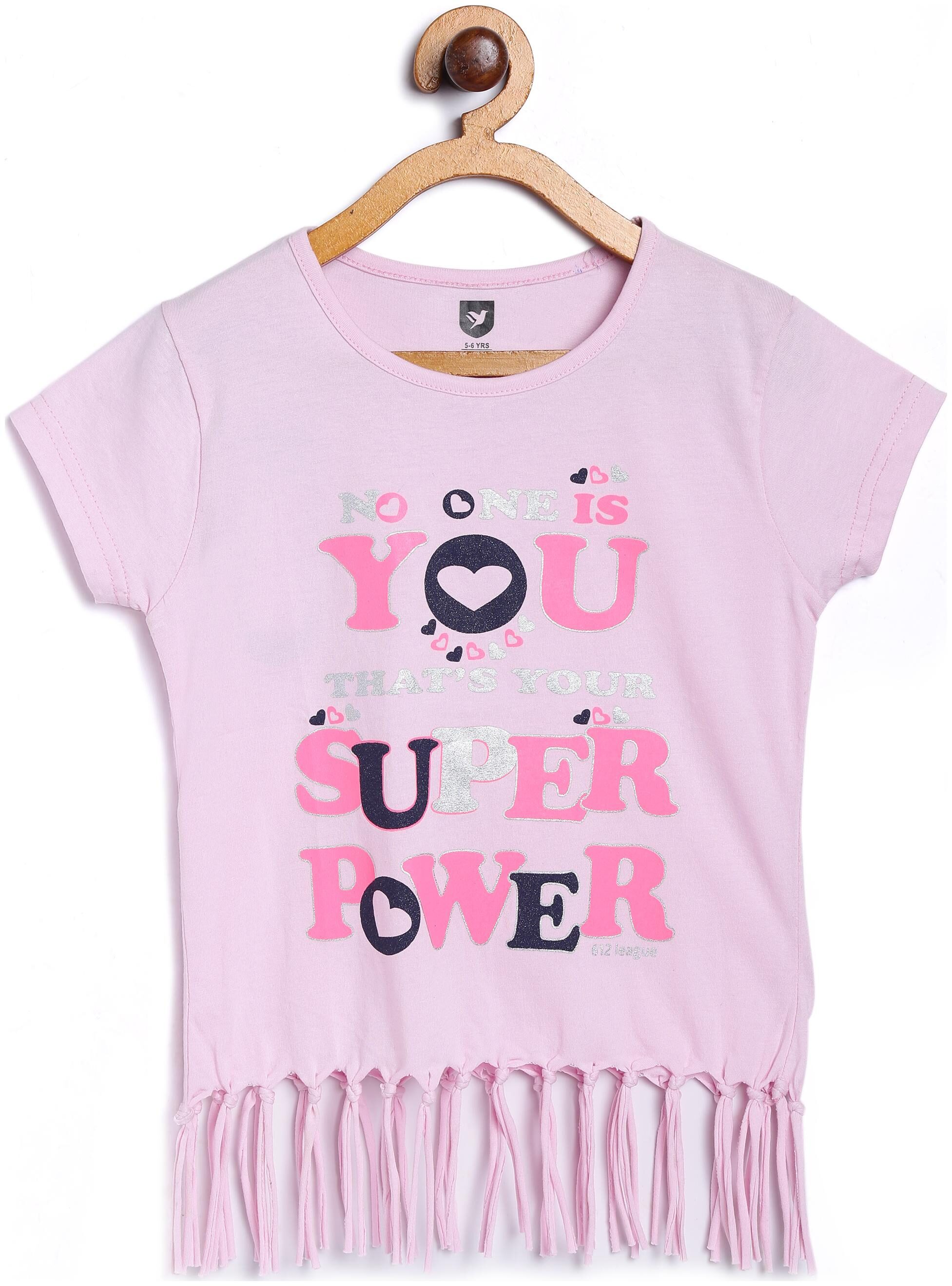 

612 League Girl Cotton Printed Top - Pink