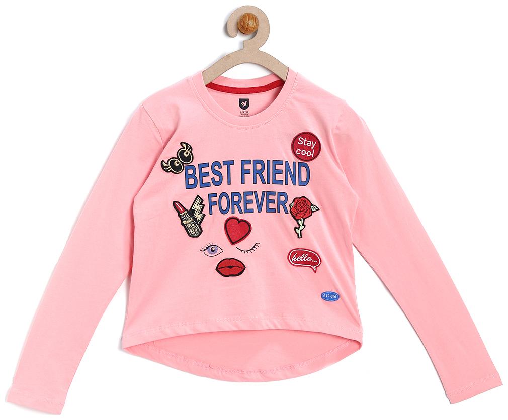 

612 League Girl Cotton Printed Top - Orange
