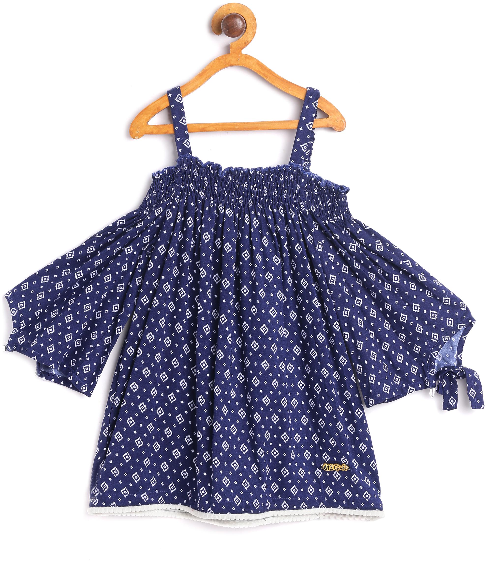 

612 League Girl Cotton Printed Top - Blue