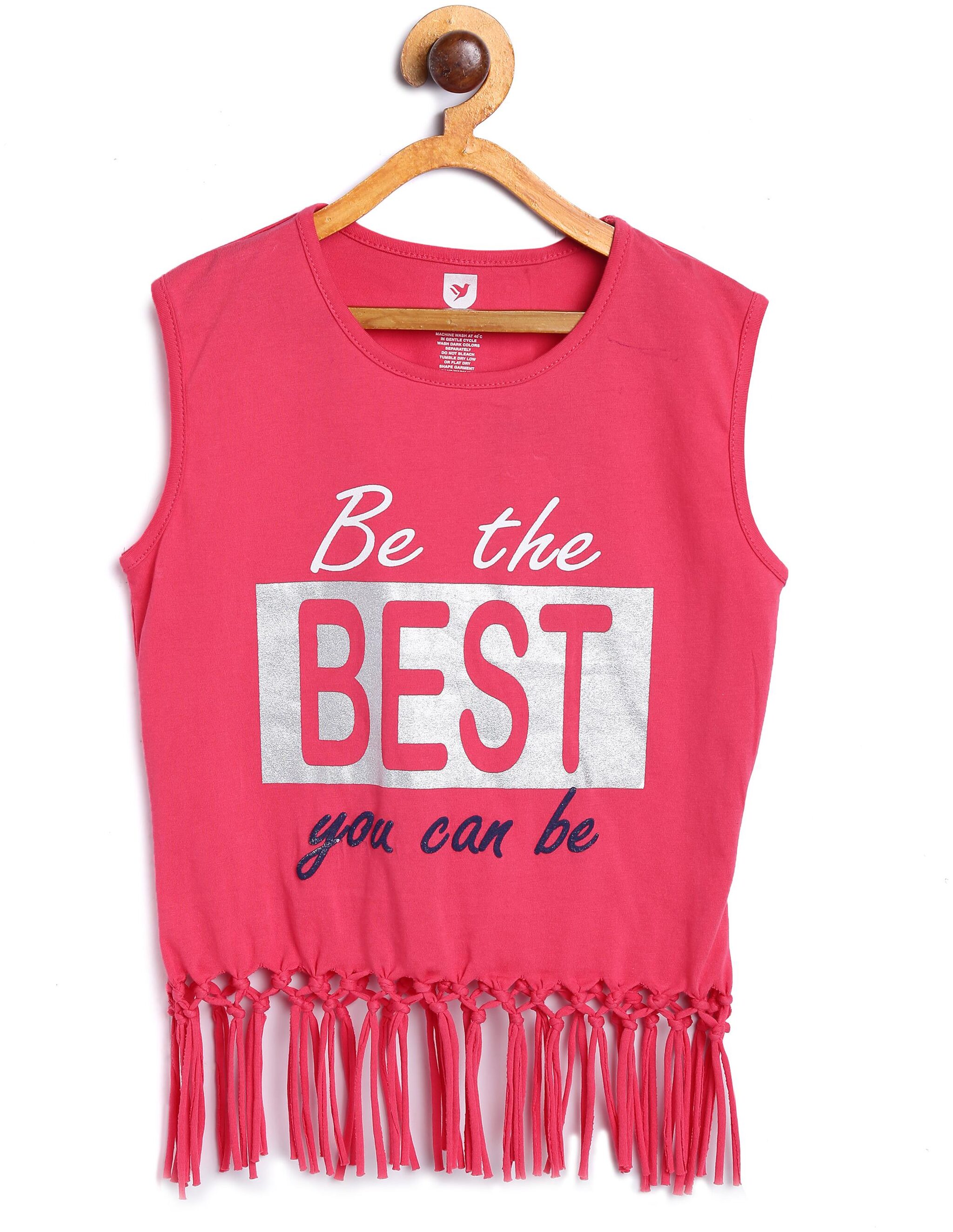 

612 League Girl Cotton Printed Top - Red
