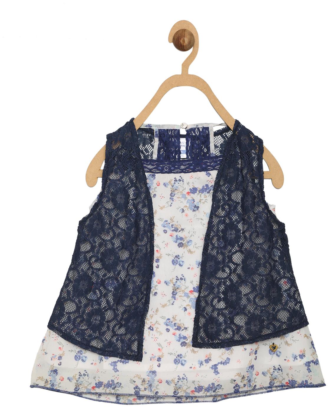

612 League Girl Cotton Printed Top - White