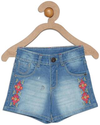 612 League Girl Cotton Printed Regular shorts - Blue