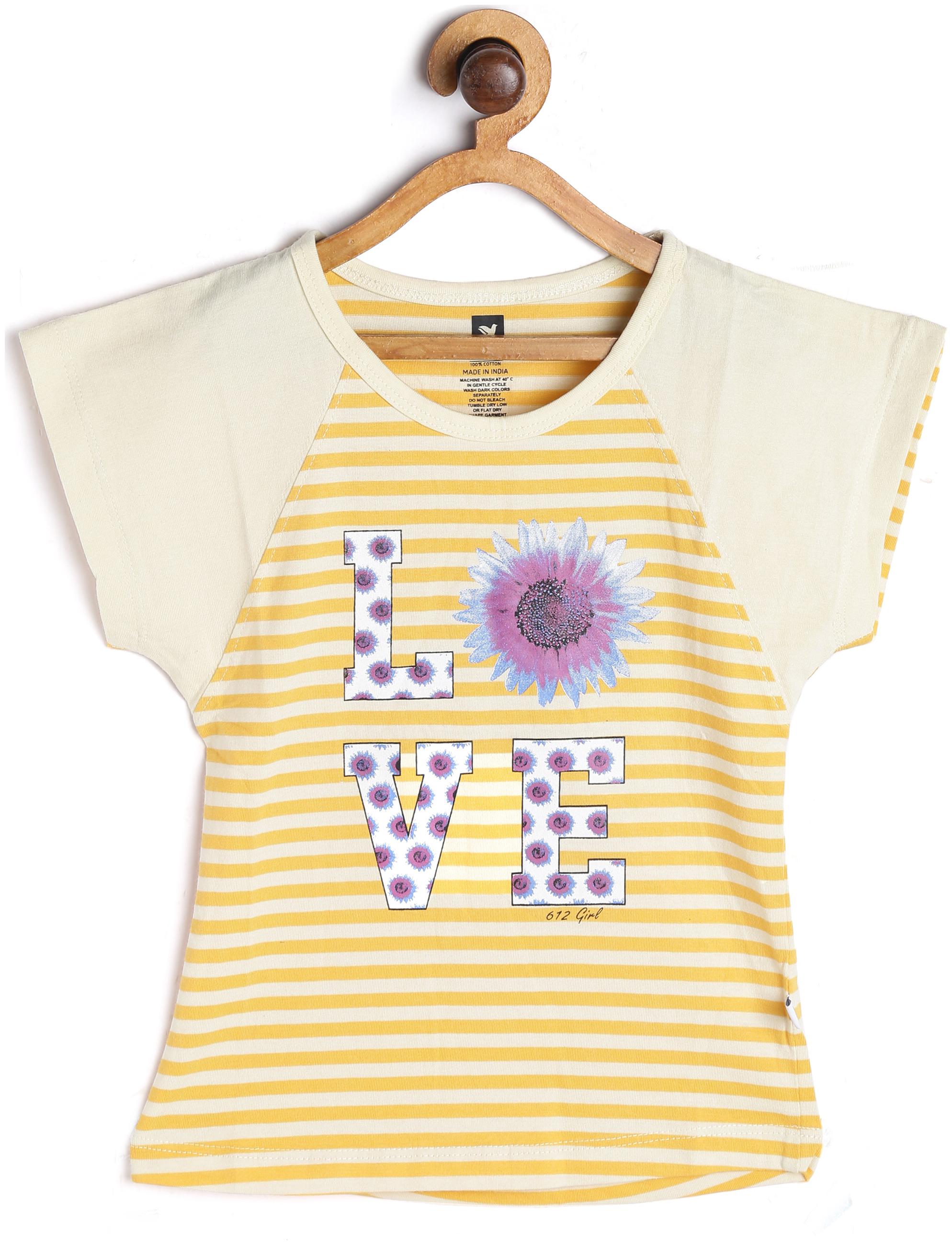 

612 League Girl Cotton Printed Top - Yellow