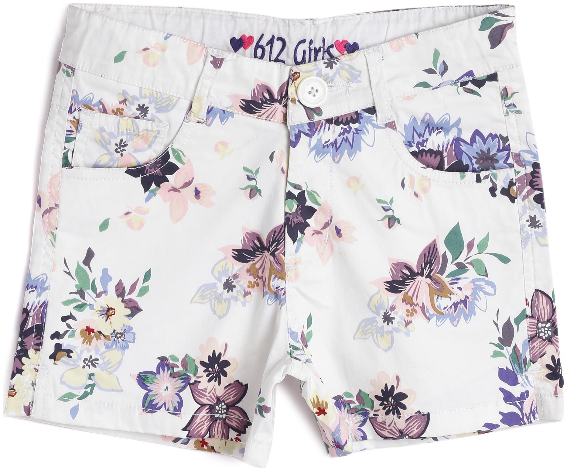 

612 League Girl Cotton Printed Regular shorts - White