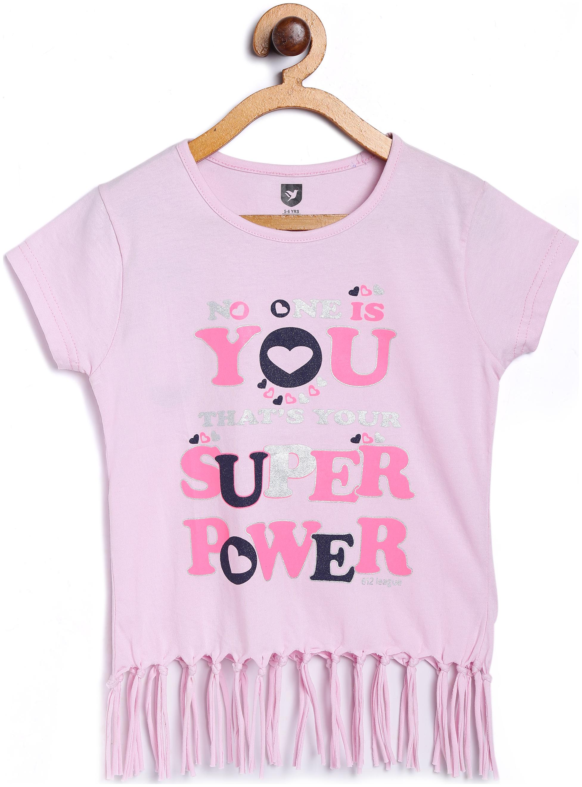 

612 League Girl Cotton Printed Top - Pink