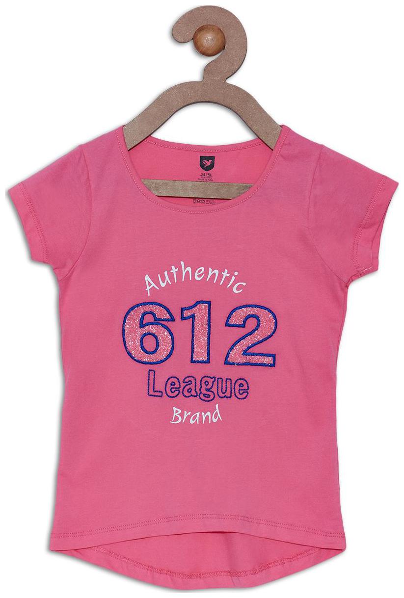 

612 League Girl Cotton Printed Top - Pink