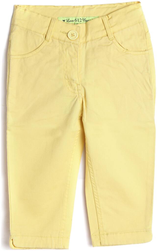 612 League Girl Cotton Solid Regular shorts - Yellow