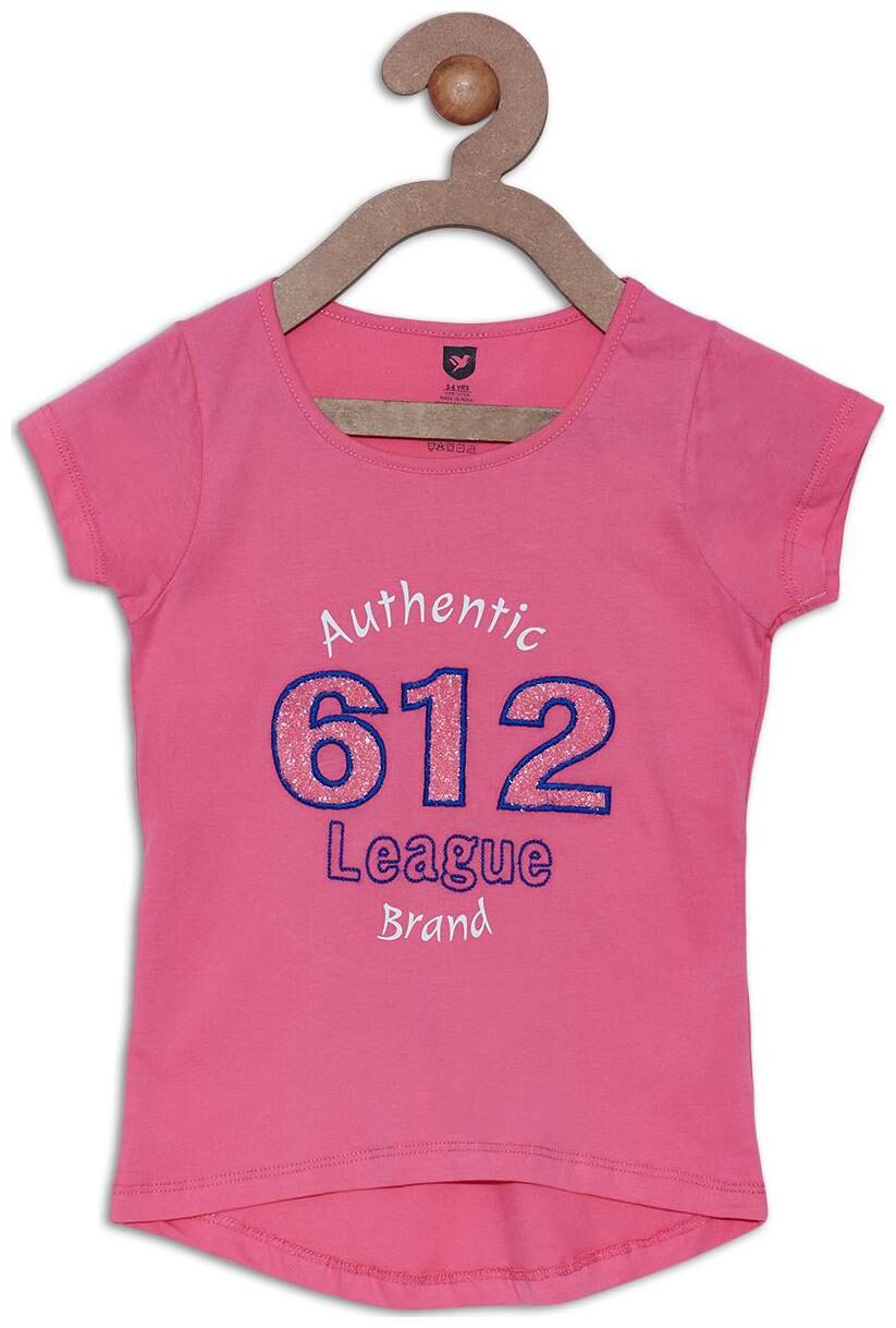 

612 League Girl Cotton Printed Top - Pink