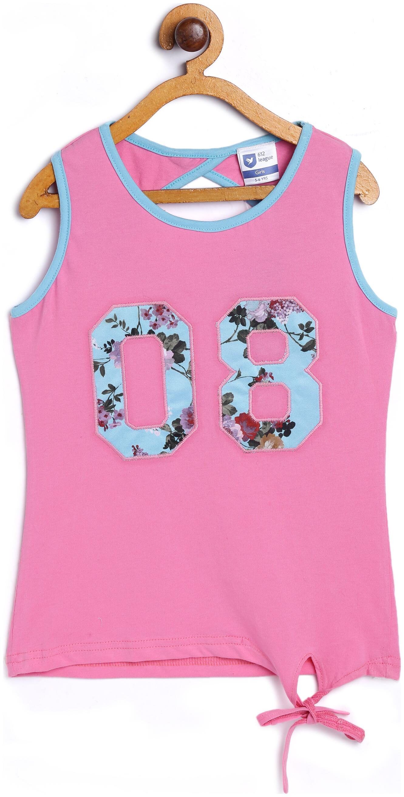 

612 League Girl Cotton Printed Top - Pink