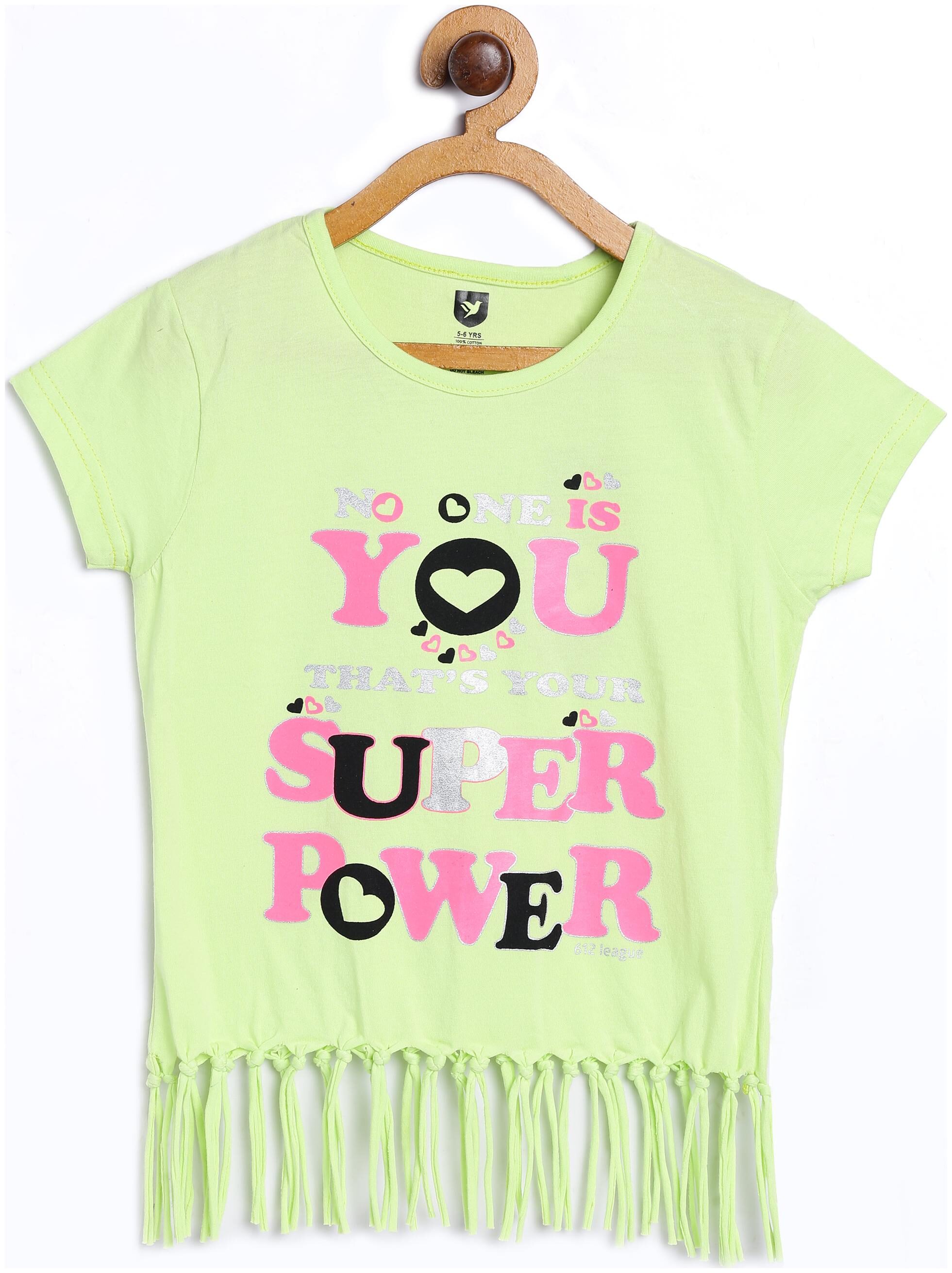 

612 League Girl Cotton Printed Top - Green