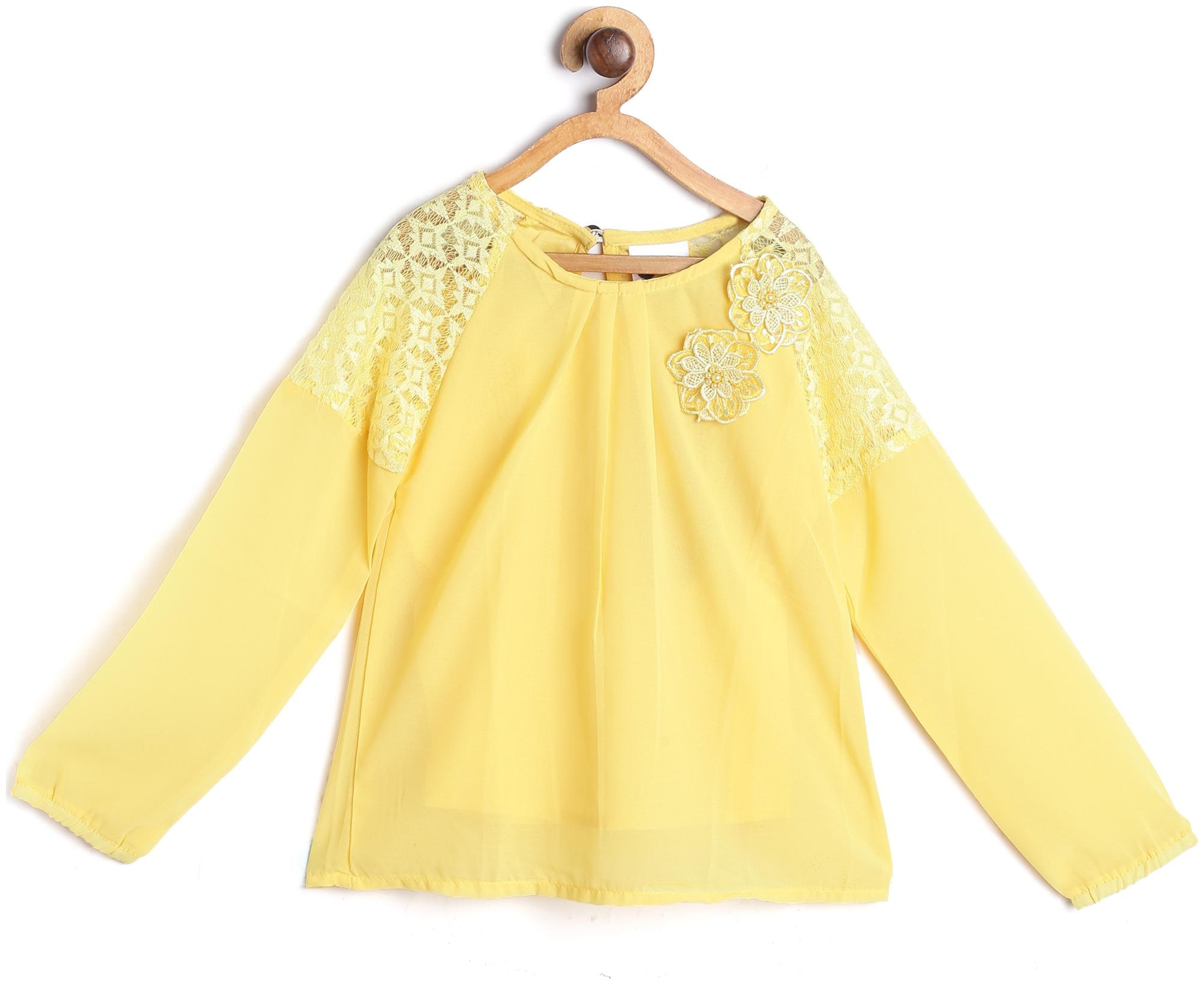 

612 League Girl Cotton Printed Top - Yellow