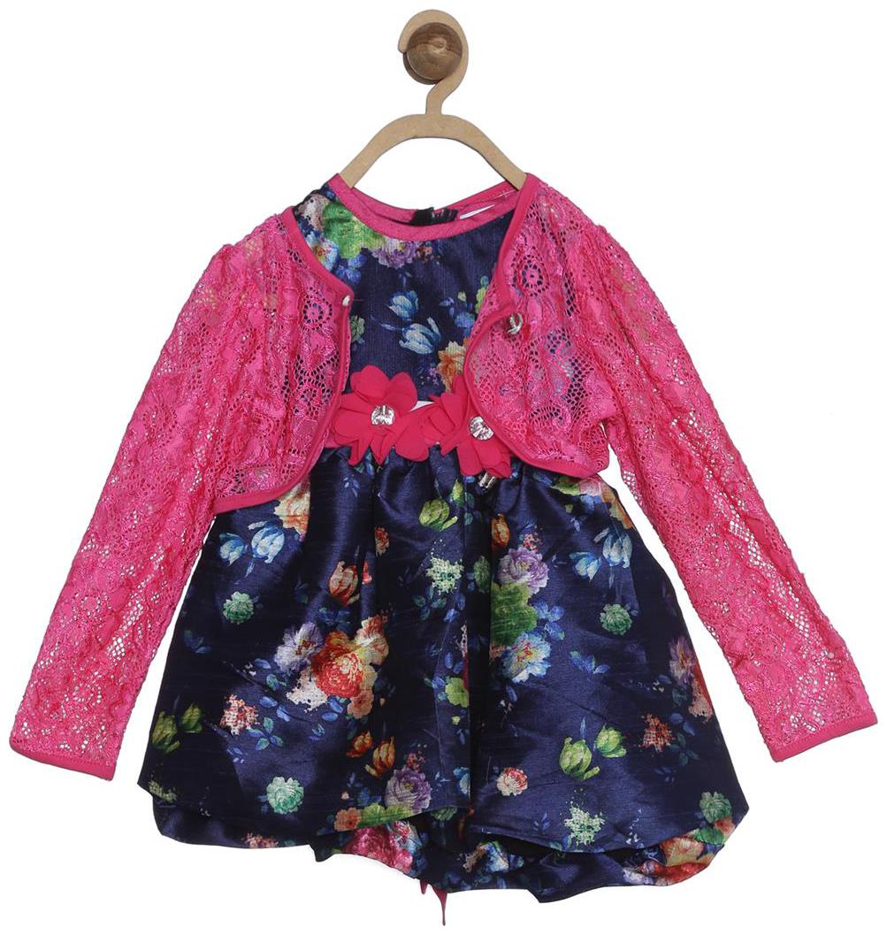 

612 League Baby girl Cotton Printed Princess frock - Blue