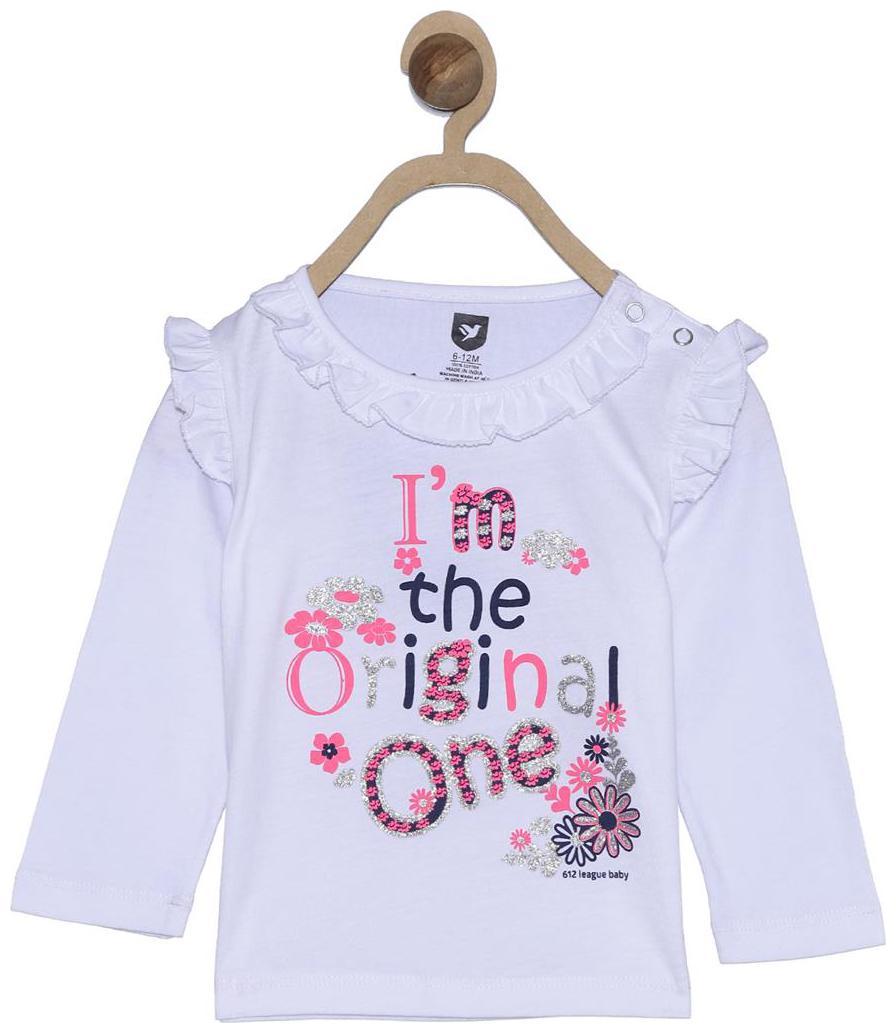 

612 League Cotton Solid Shirt for Baby Girl - White