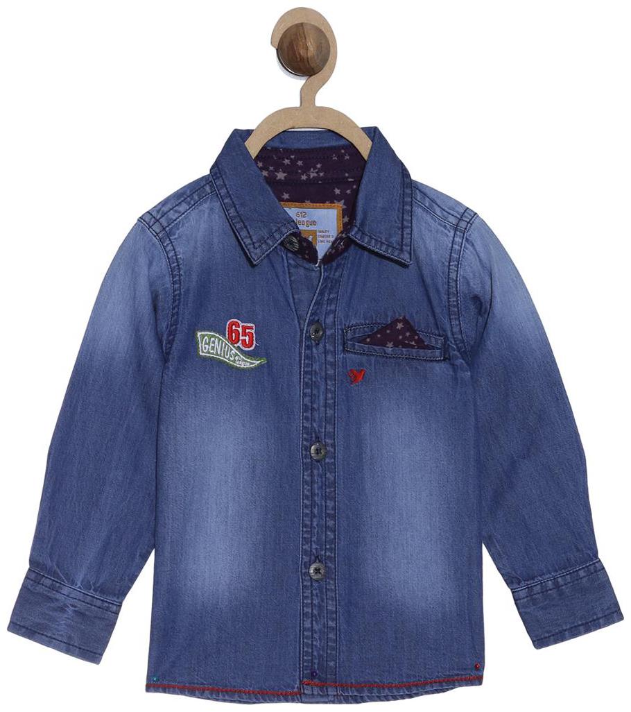 

612 League Cotton Printed Shirt for Baby Boy - Blue