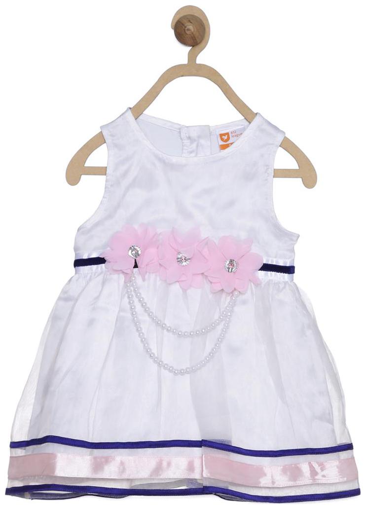 

612 League Baby girl Cotton Solid Princess frock - White