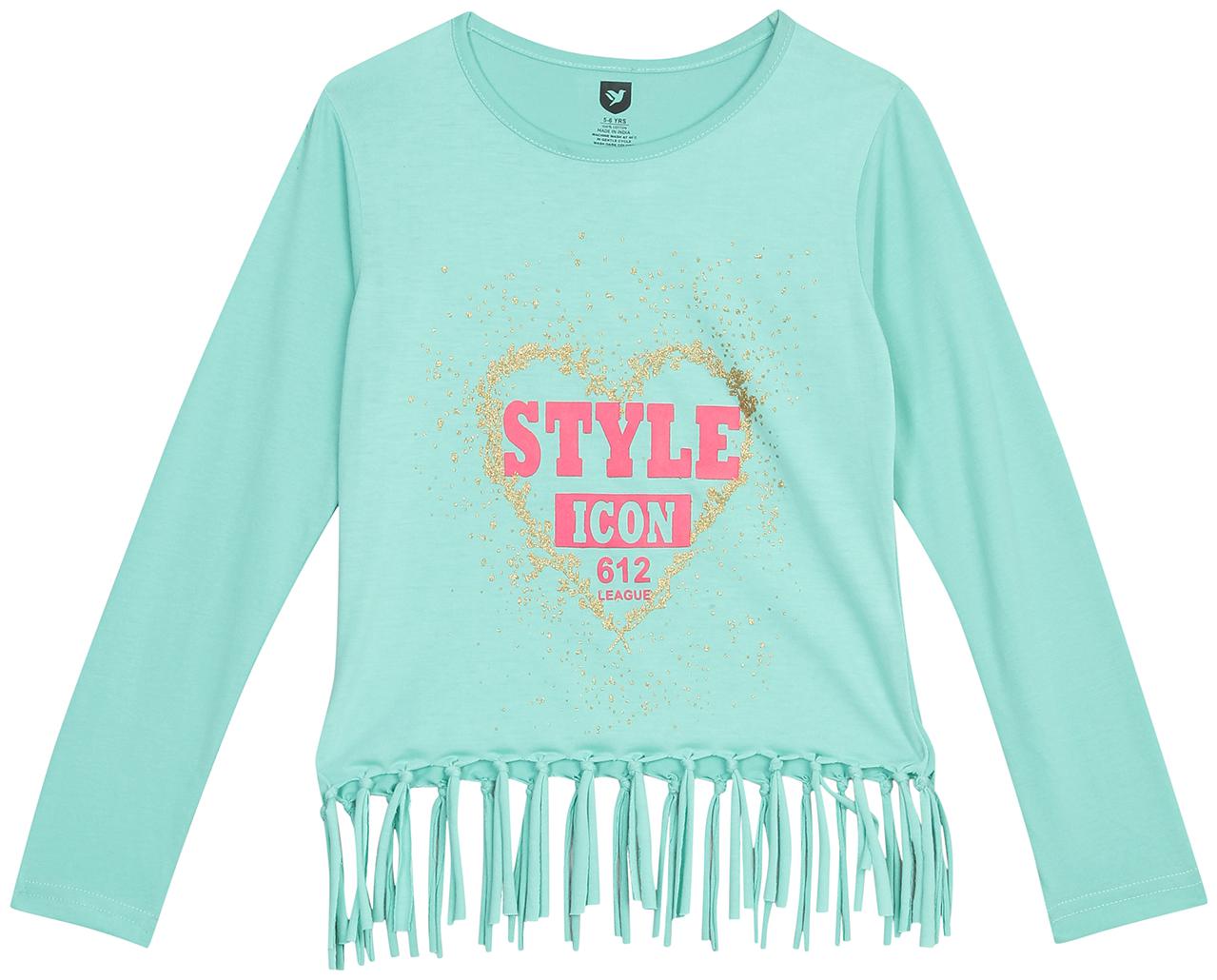 

612 League Girl Cotton Printed Top - Green