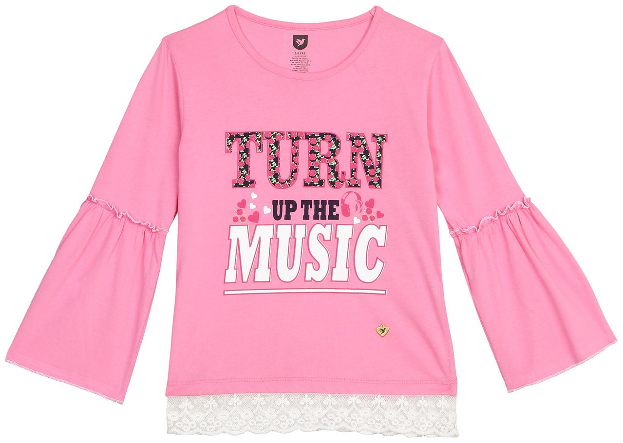 

612 League Girl Cotton Printed Top - Pink