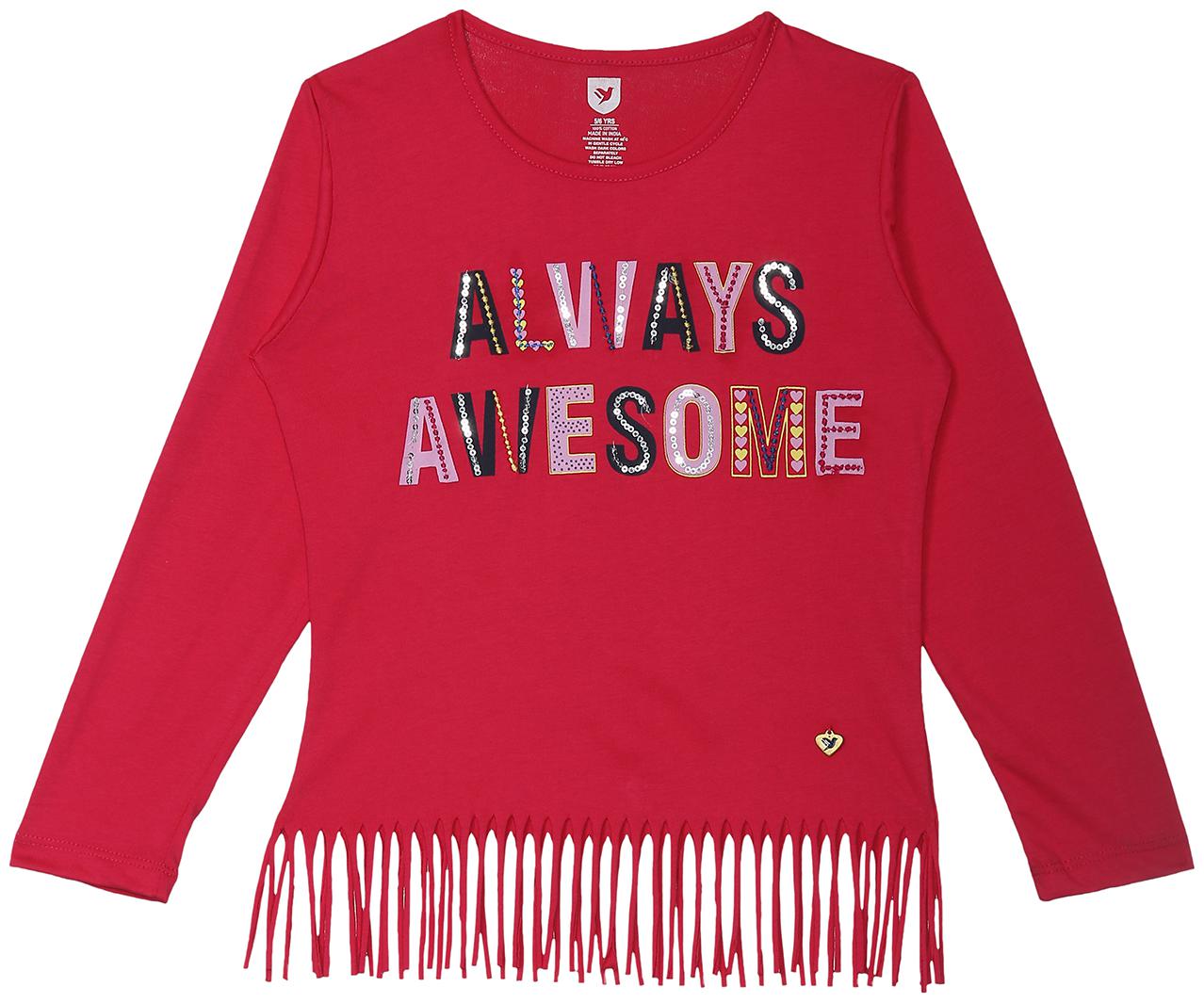 

612 League Girl Cotton Printed Top - Red