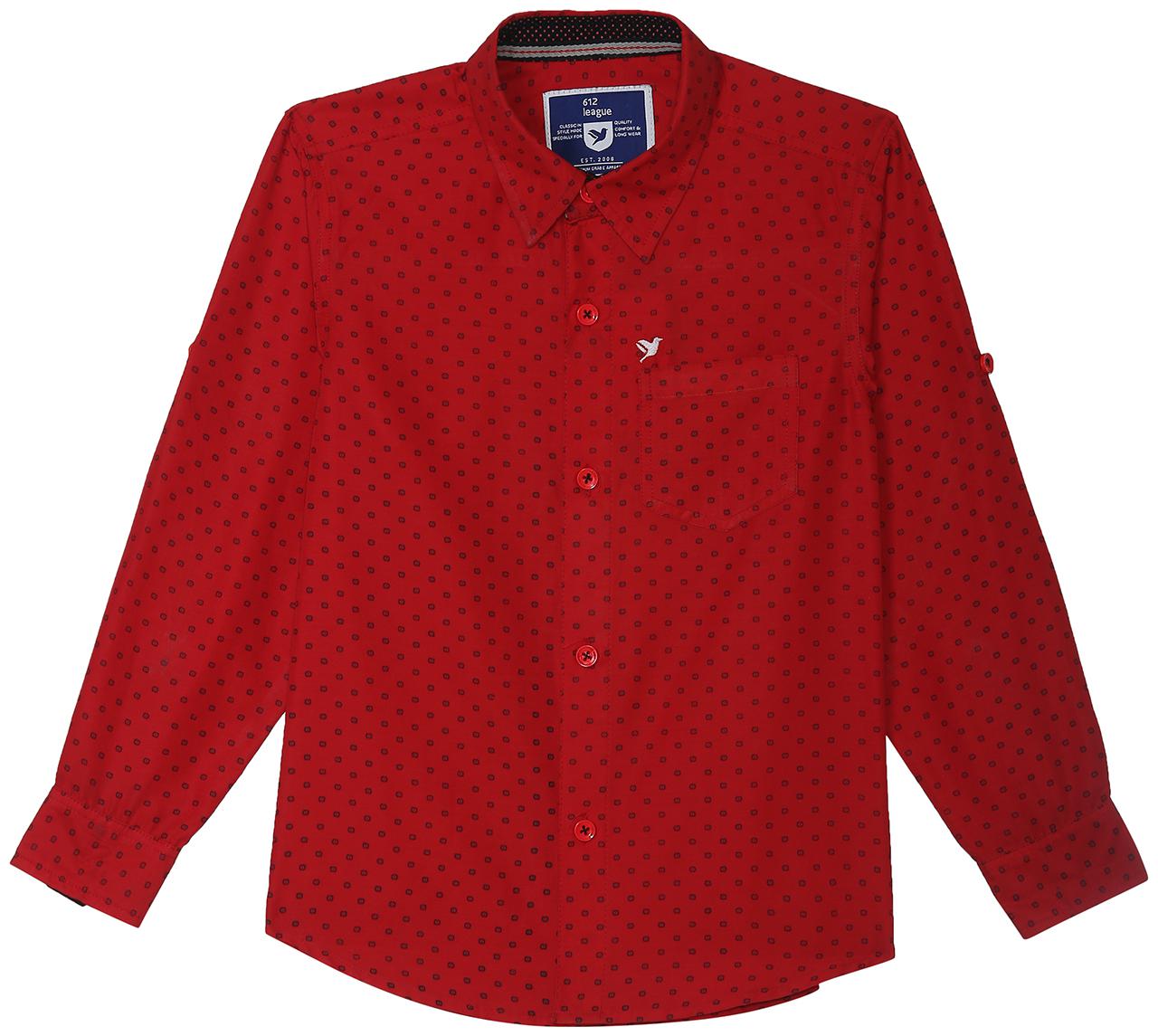

612 League Boy Cotton Printed Shirt Red