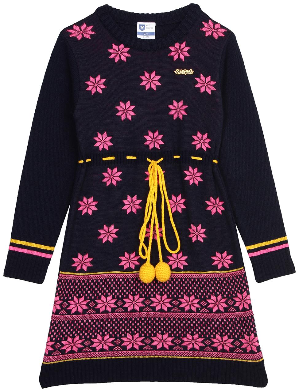 

612 League Multi Cotton Full Sleeves Knee Length Princess Frock ( Pack of 1 )