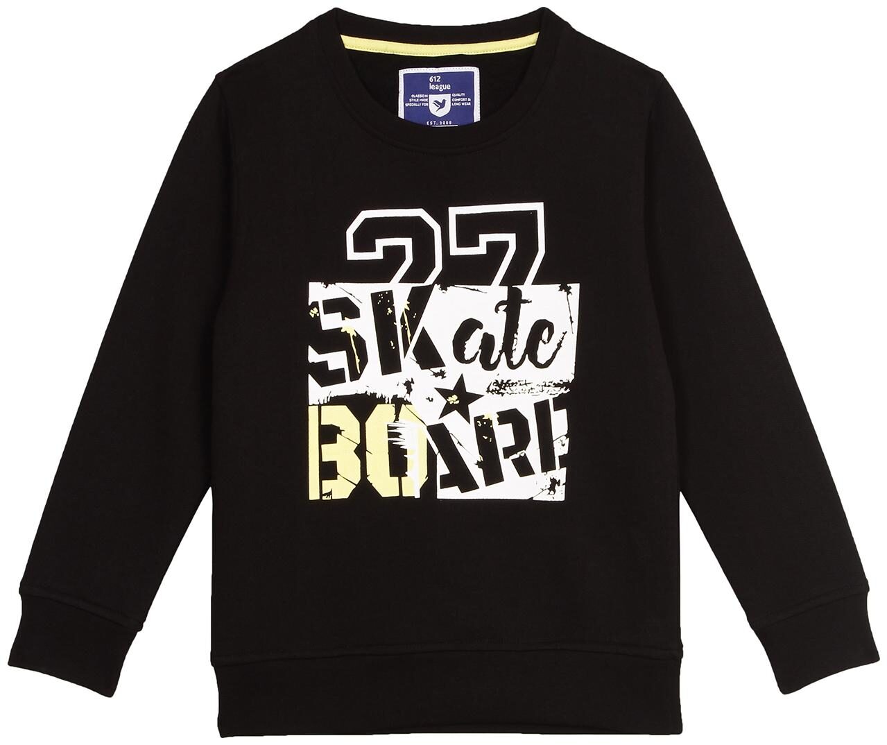 

612 League Boy Cotton Solid T-shirt - Black
