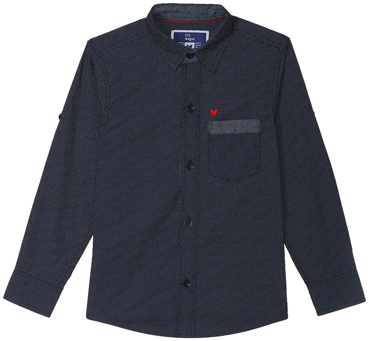 

612 League Boy Cotton Printed Shirt Blue