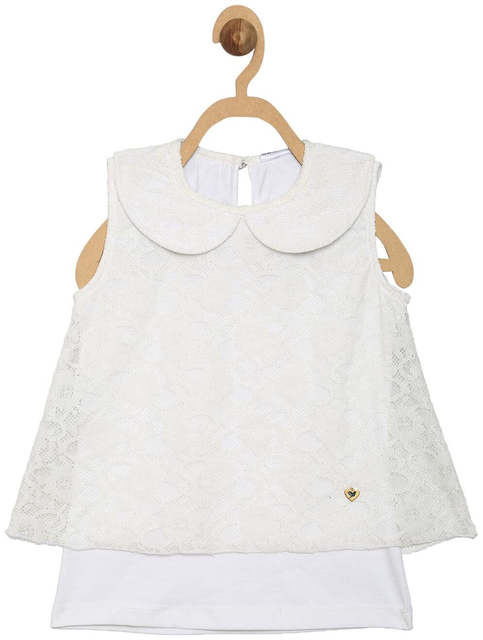 

612 League Girl Cotton Printed Top - White